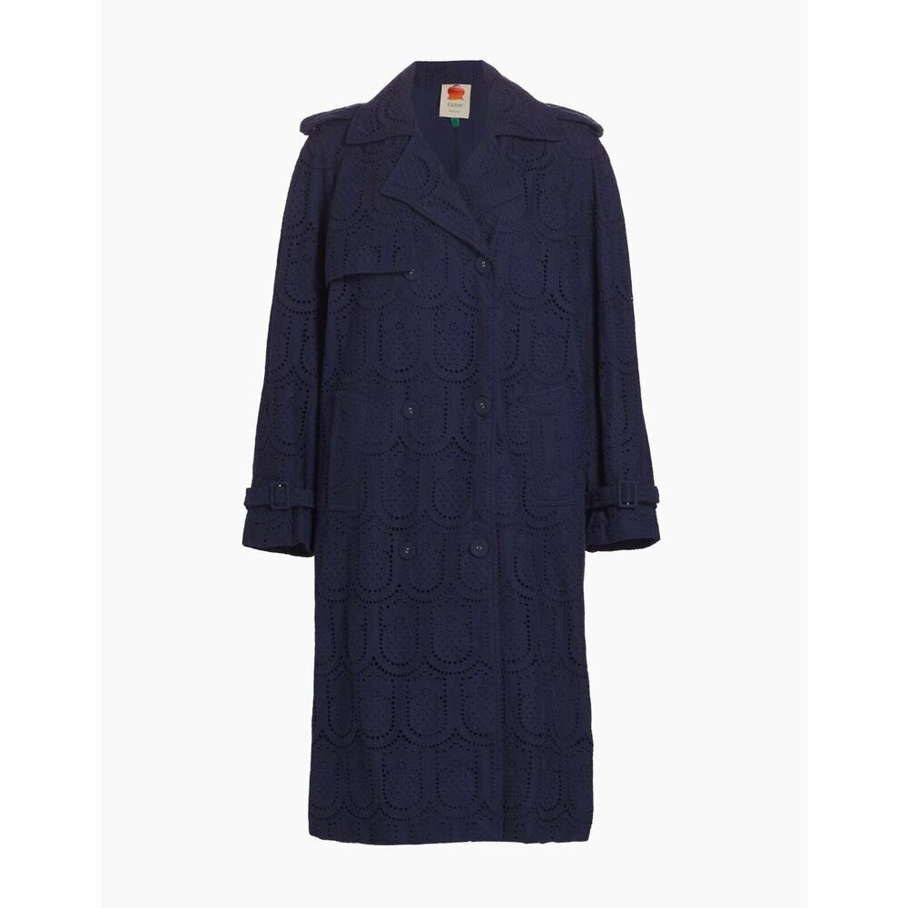 FARM Rio Blue Eyelet Coat - Picture 3 of 9